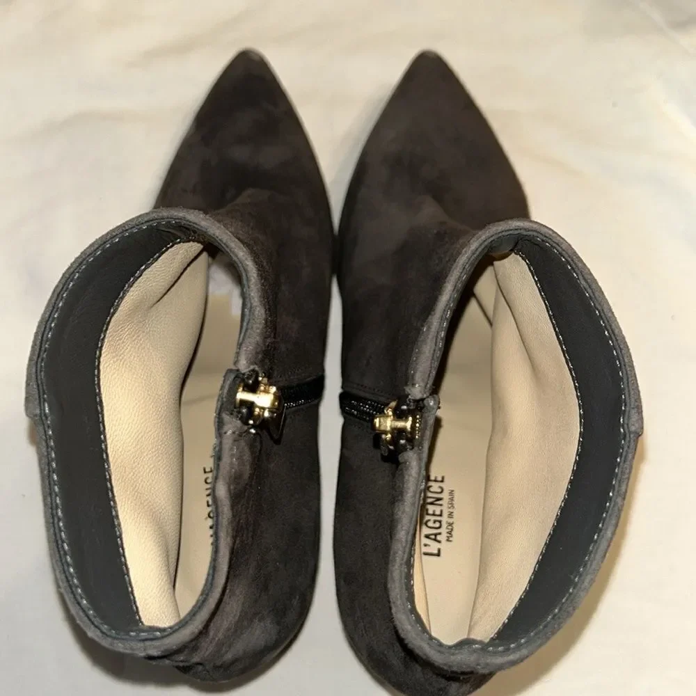 L’agence Grey Ankle Distressed Suede Boots(Size 36/6)